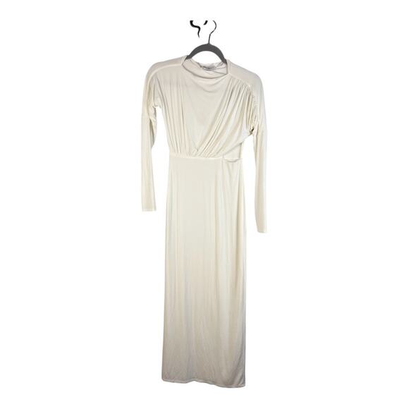 The Line by K Pascal Maxi Dress Ruched Long Sleeve Cut Out Evening Ivory Size S - Picture 4 of 13